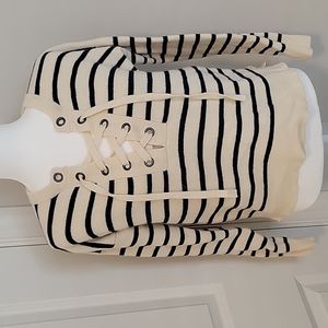 Lace up crew neck sailor sweater